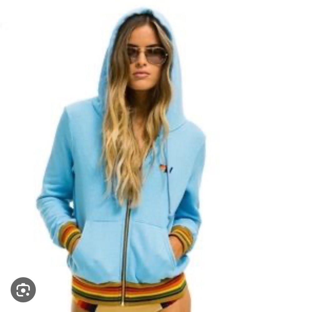 NWT Aviator Nation Rainbow Rib Hoodie